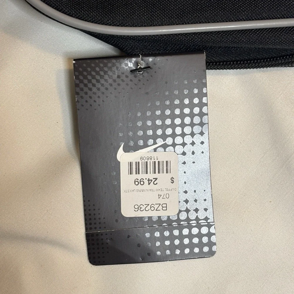 Nike Lacross Stick Bag Black & Silver Duffle w/ Shoulder Strap & Extra Storage